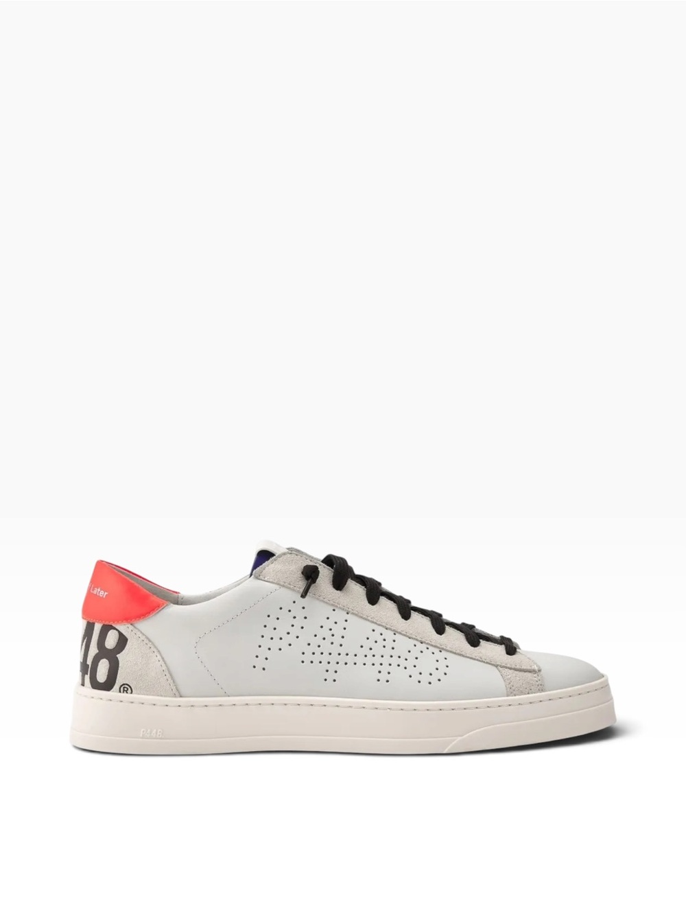 P448 Men's Jack White Leather Low-Top Sneakers with Orange Heel Size 13